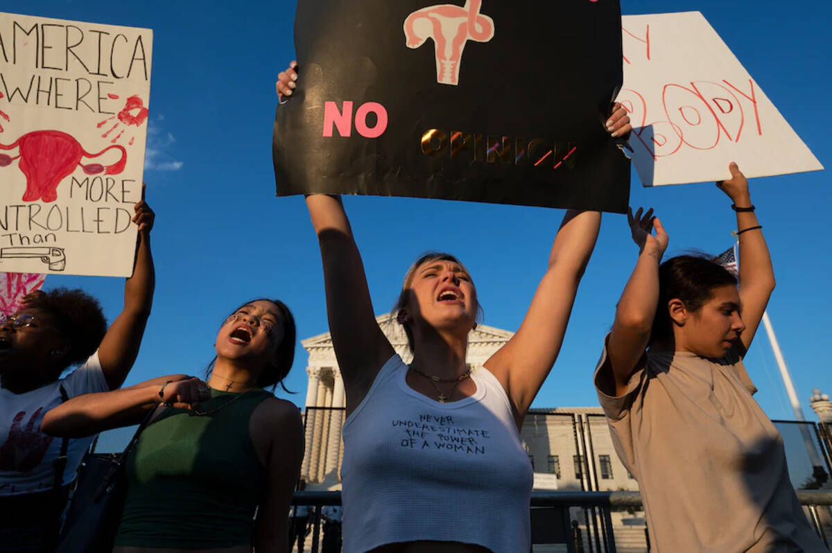 Abortion rights advocates demonstrate near the Supreme Court building over the weekend. (Craig Hudson for The Washington Post)