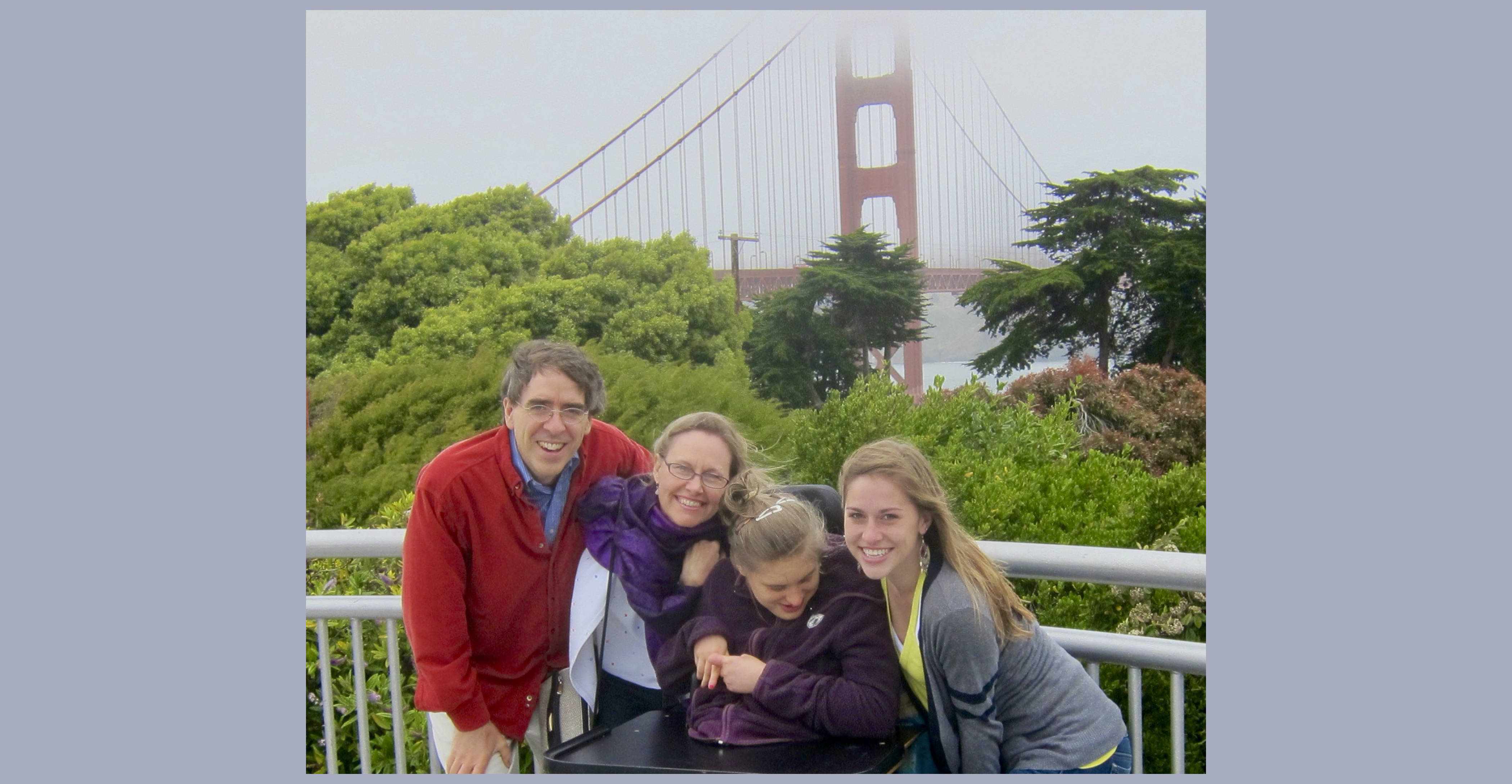 Ron, Dawn, Elissa and Madeline Charles in front of the Golden Gate Bridge in San Francisco in 2011 (Ron Charles/The Washington Post)