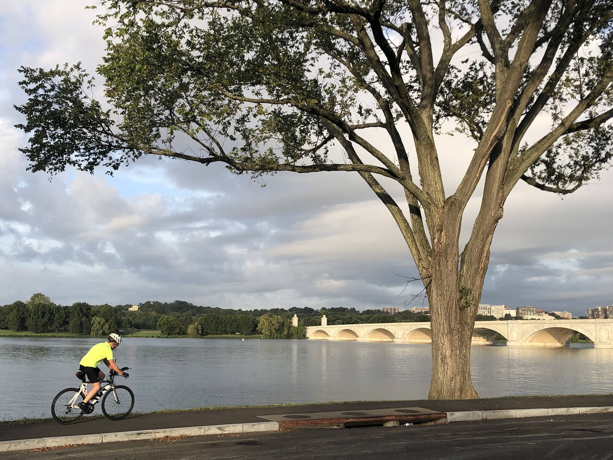 Clouds and sun over the Potomac River and Memorial Bridge viewed from D.C. on Sept. 21.
