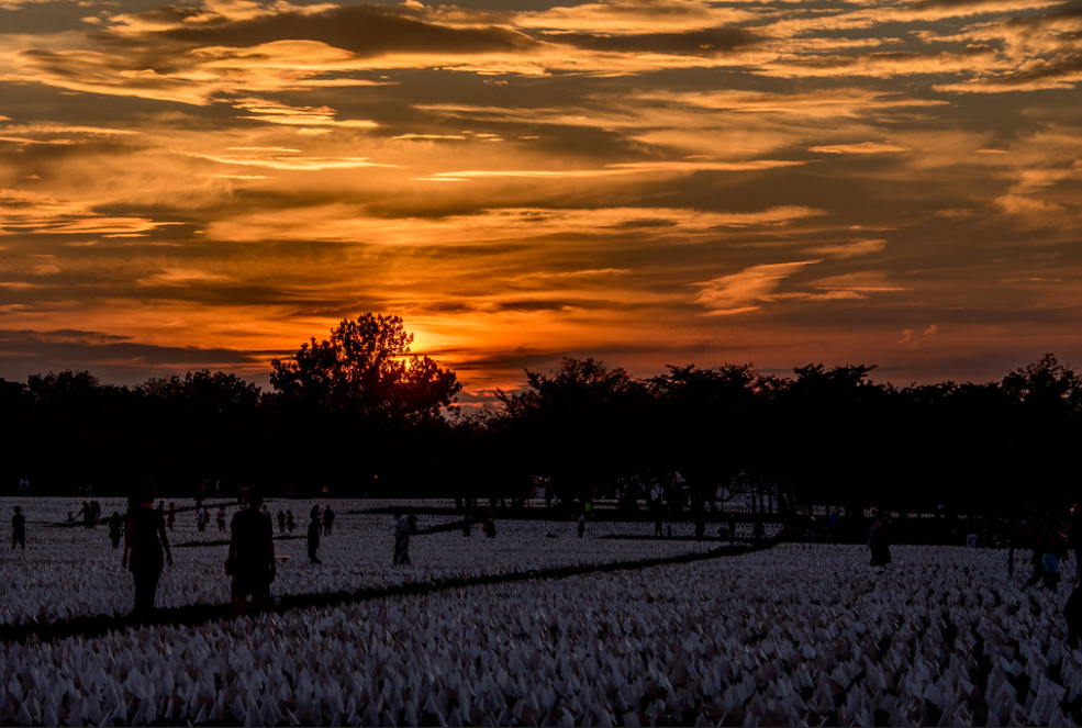 Sunset on the National Mall Sunday. (angela n./Flickr)