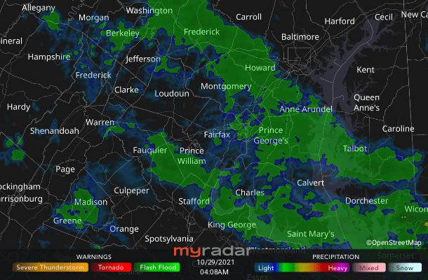 Radar courtesy MyRadar | © OpenStreetMap contributors
