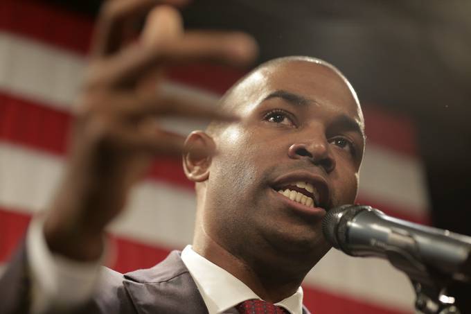 Rep. Antonio Delgado (D-N.Y.) speaks at a democratic watch party in Kingston, N.Y., on Nov. 6, 2018, after defeating incumbent Republican John Faso. (AP Photo/Seth Wenig)