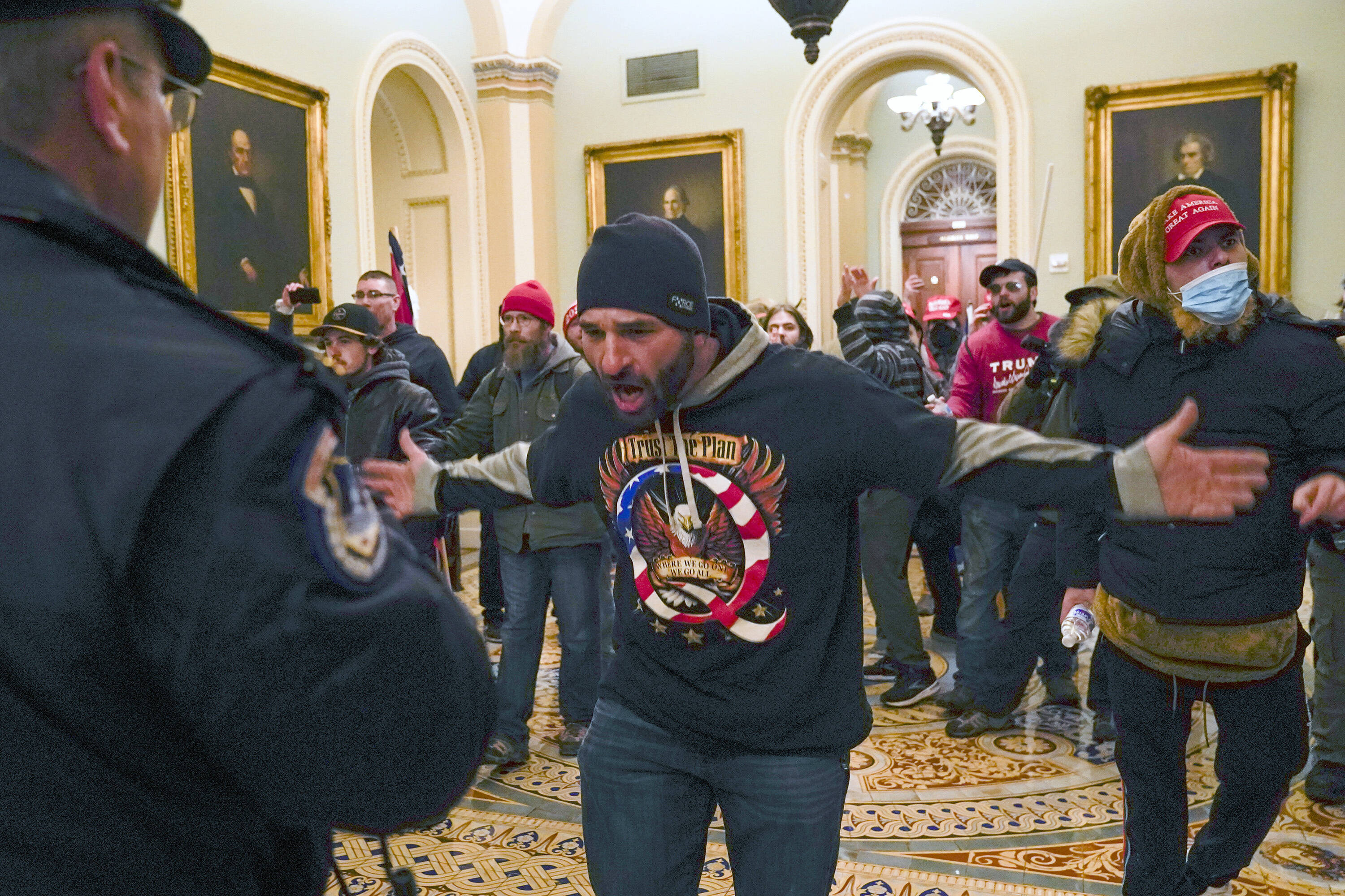 Trump supporters storm the Capitol on Jan. 6. Facebook internal documents say the company let its guard down between the 2020 election and the insurrection.