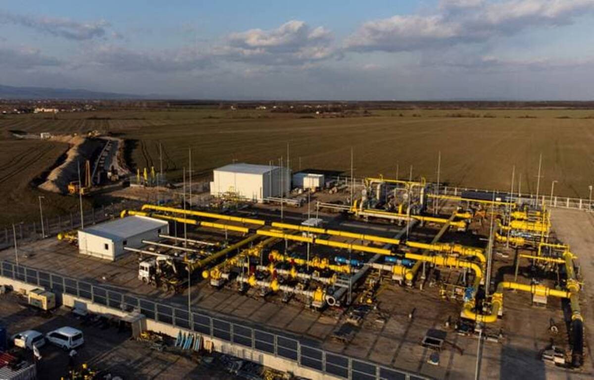 The construction site of a gas metering station, part of the pipeline link between Bulgaria and Greece. (Nikolay Doychinov/AFP)