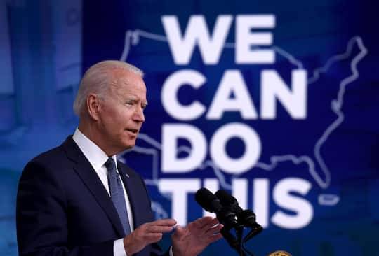 President Biden, speaking at the White House on Tuesday, urges Americans to get vaccinated in the face of the highly contagious delta variant. (Evelyn Hockstein/Reuters)