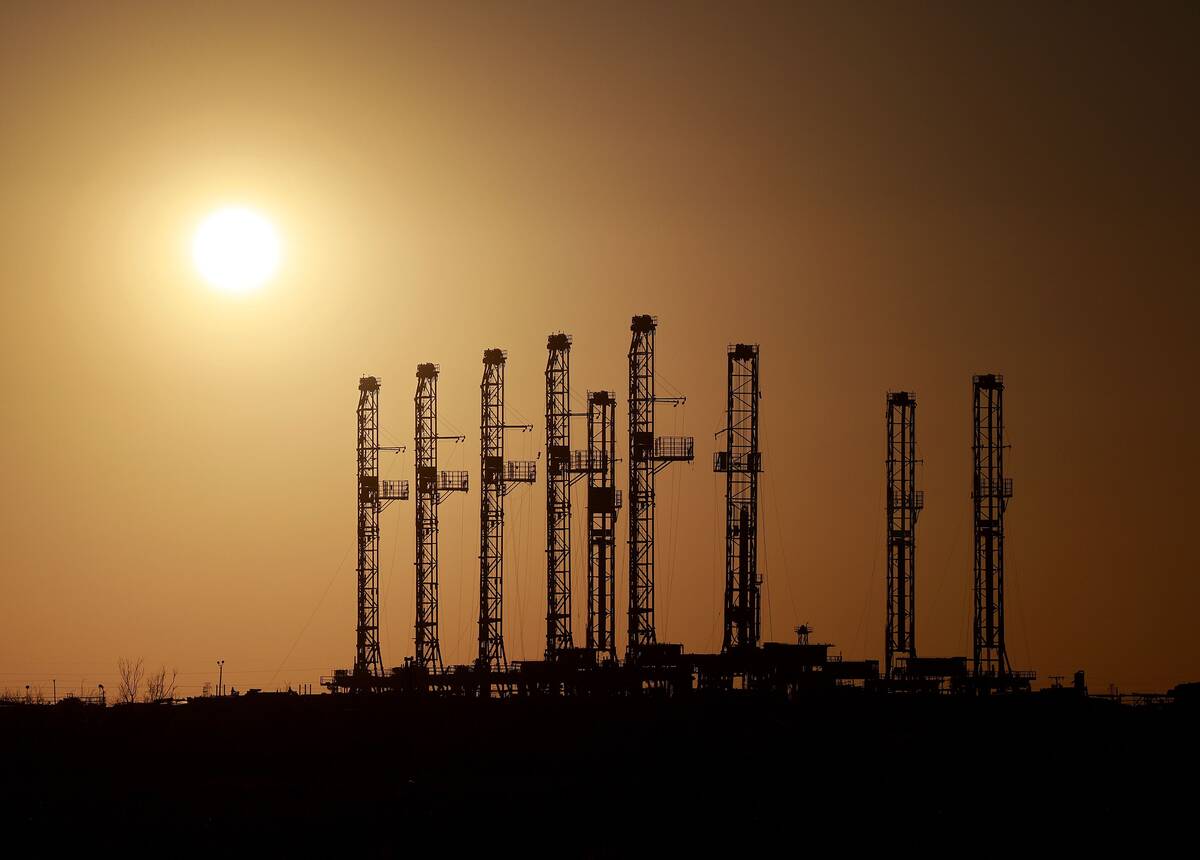 Drilling rigs sit unused in the Permian Basin on March 13 in Odessa, Tex. (Joe Raedle/Getty Images)