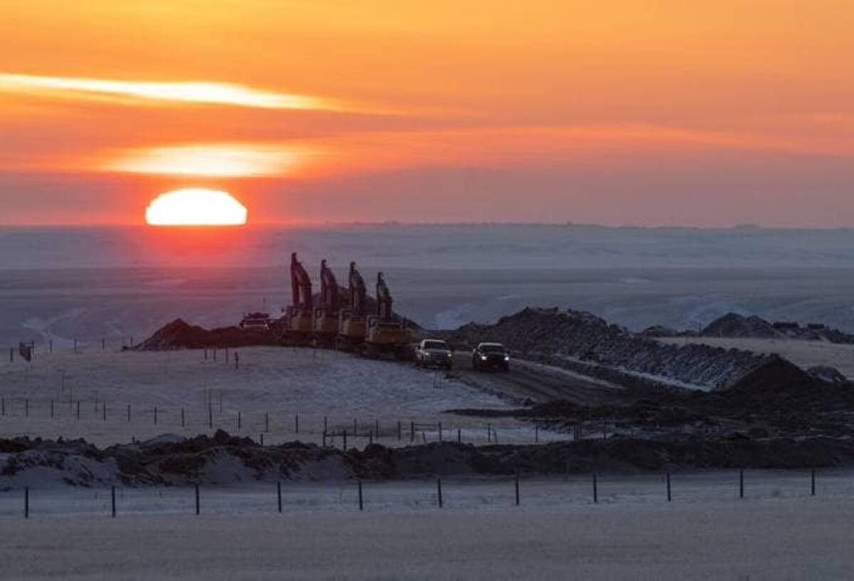 Crews work on a right of way for the Keystone XL pipeline last year in Canada. (Jason Franson/Bloomberg News)