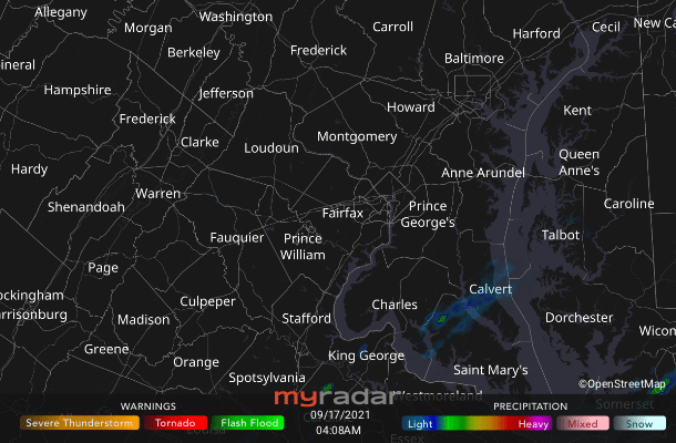 Radar courtesy MyRadar | © OpenStreetMap contributors