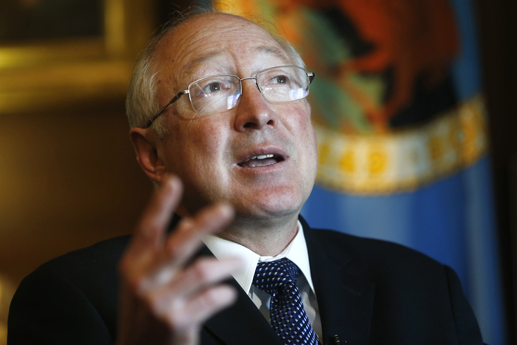 Ken Salazar is now a partner at&nbsp;WimerHale.&nbsp;(Charles Dharapak/AP)</p>  