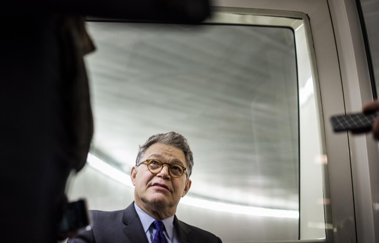 Franken rides the Senate subway to votes. (Melina Mara/The Washington Post)</p>  