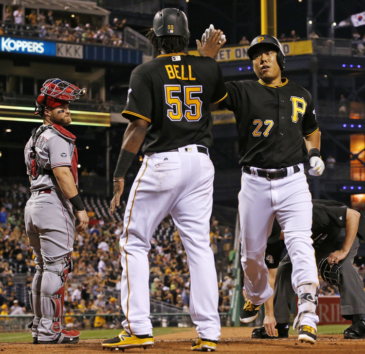 I chatted&nbsp;with nearly two dozen voters at&nbsp;the Pittsburgh Pirates' game Saturday night. Here Jung Ho Kang celebrates with Josh Bell after hitting a home run during the third inning. The Cincinnati Reds won.&nbsp;(Gene J. Puskar/AP)</p>  