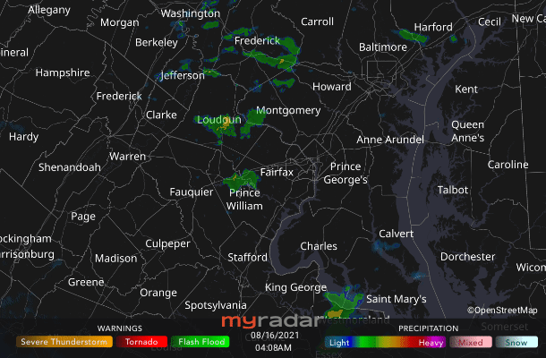 Radar courtesy MyRadar | © OpenStreetMap contributors