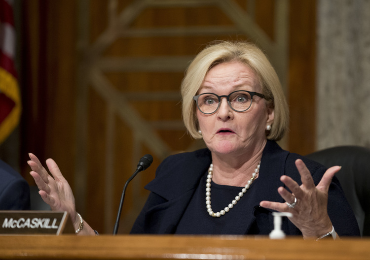 Sen. Claire McCaskill (D-Mo.) speaks at a recent hearing. (Alex Brandon/AP)</p>  