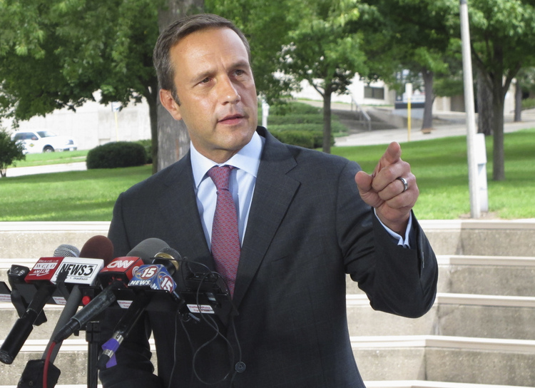 Paul Nehlen, the&nbsp;Republican primary challenger to Paul Ryan, speaks in Janesville, Wis. He's a big&nbsp;longshot today.&nbsp;(AP Photo/Scott Bauer)</p>  