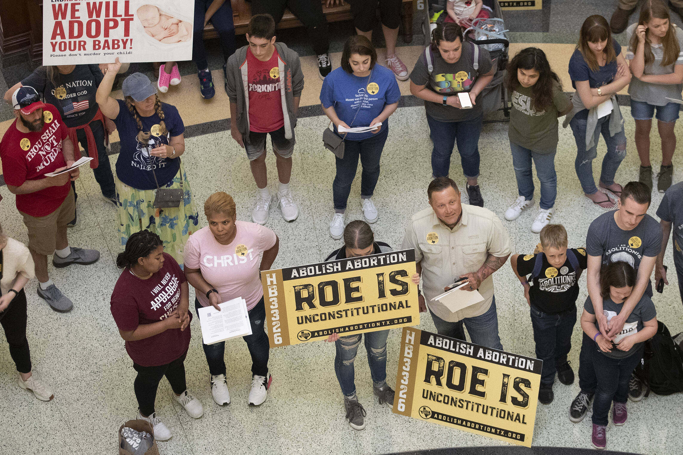 Antiabortion protesters in the Texas Capitol earlier this year. Any one of them can sue an abortion provider to enforce the state's six-week ban. (Jay Janner/Austin American-Statesman via AP)