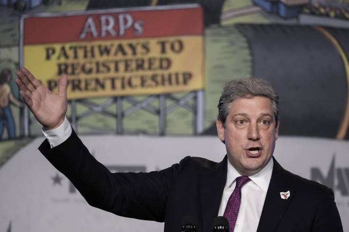 Rep. Tim Ryan (D-Ohio) speaks at the annual North America's Building Trades Union's Legislative Conference on April 6 in Washington, D.C. (Drew Angerer/Getty Images)
