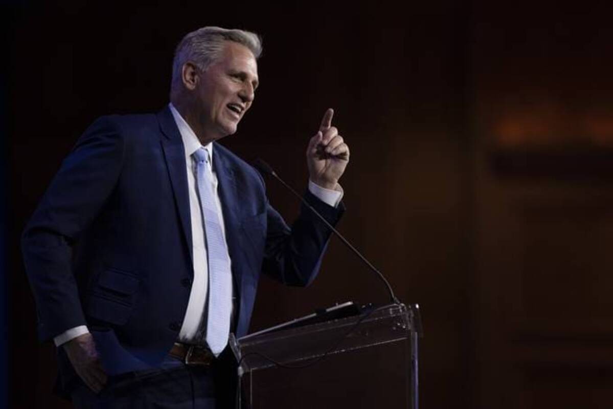 House Minority Leader Kevin McCarthy (R-Calif.) speaks during the Republican Jewish Coalition (RJC) Annual Leadership Meeting in Las Vegas on Saturday, Nov. 6. (Bridget Bennett/Bloomberg News)