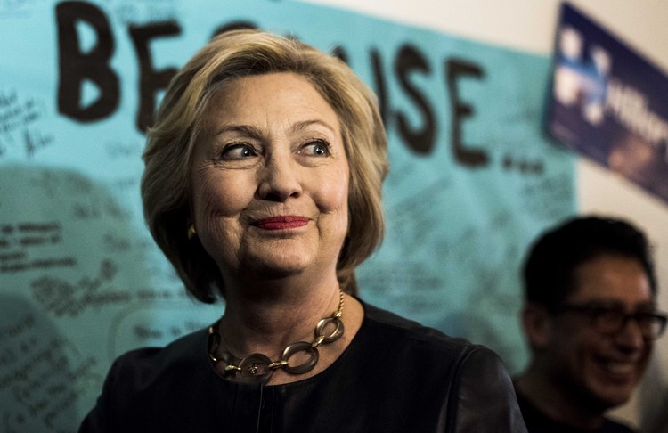 Hillary at her Oakland Field Office on Friday.&nbsp;(Photo by Melina Mara/The Washington Post)</p>  