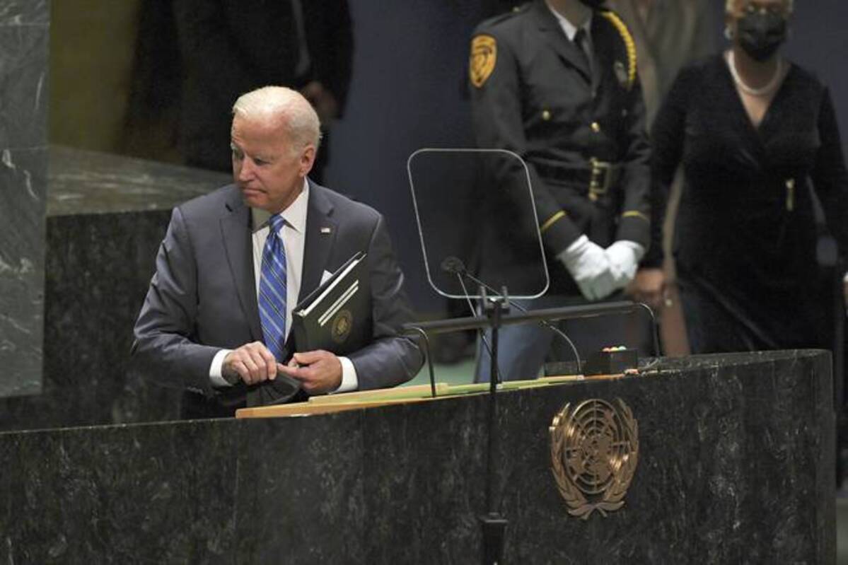 President Biden steps away after addressing the 76th session of the United Nations General Assembly. (Timothy A. Clary/Pool Photo via AP)