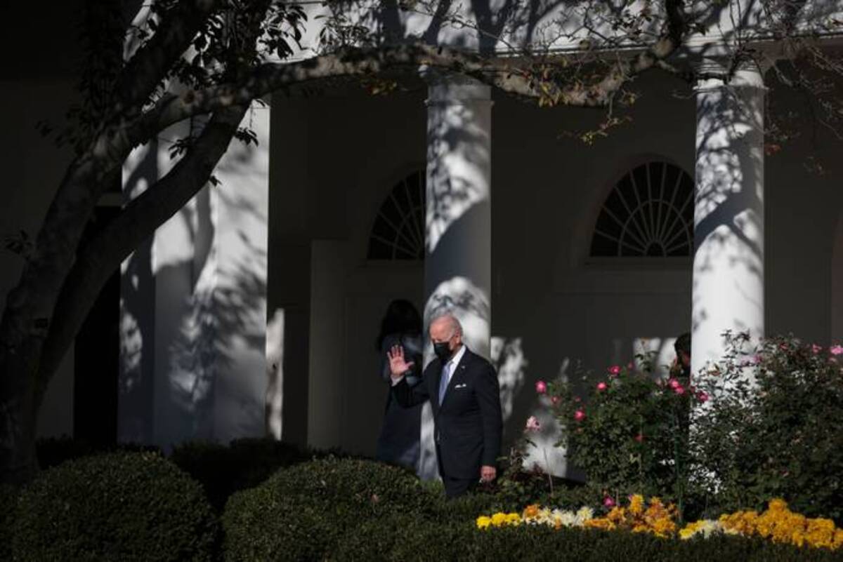 President Biden walks toward the Oval Office near the Rose Garden of the White House on Monday. (Oliver Contreras/Pool/EPA-EFE/Shutterstock)