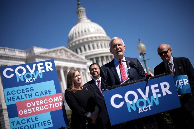Rep. Lloyd Doggett (D-Tex.) speaks during a news conference last week about Medicaid expansion. (Win McNamee/Getty Images)