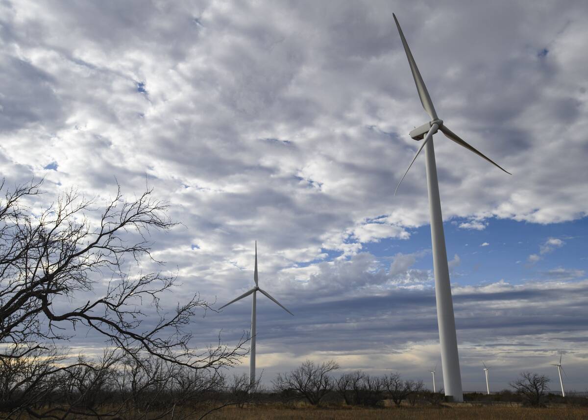 Wind turbines near Snyder, Tex., on Dec. 27. (Eli Hartman/Odessa American/AP)