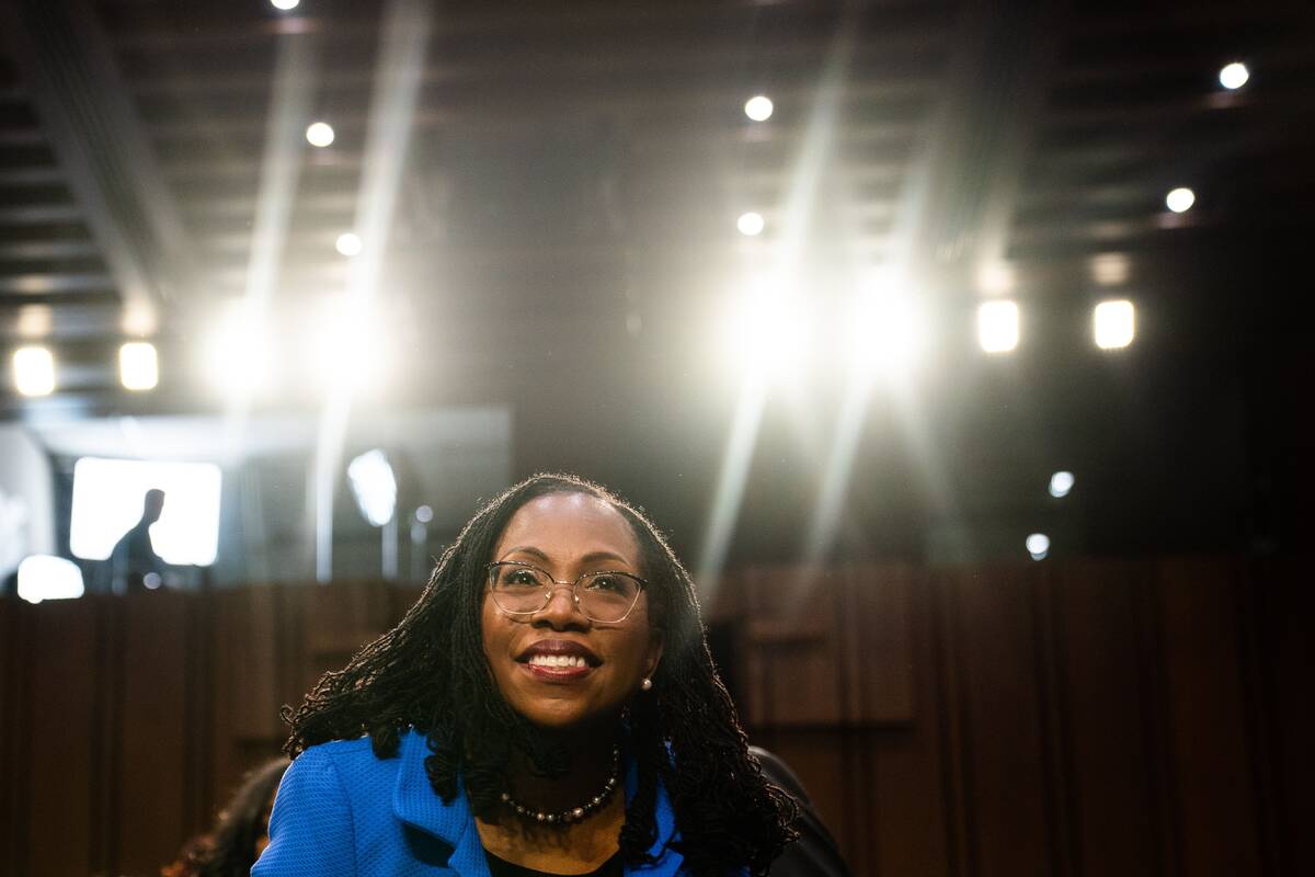 Supreme Court nominee Ketanji Brown Jackson on the third day of her confirmation hearing before the Senate Judiciary Committee on Tuesday, March 23. (Demetrius Freeman/The Washington Post)