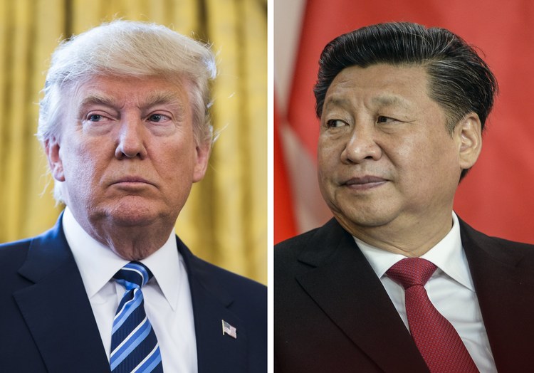 Donald Trump and Chinese President Xi Jinping (EPA)</p>