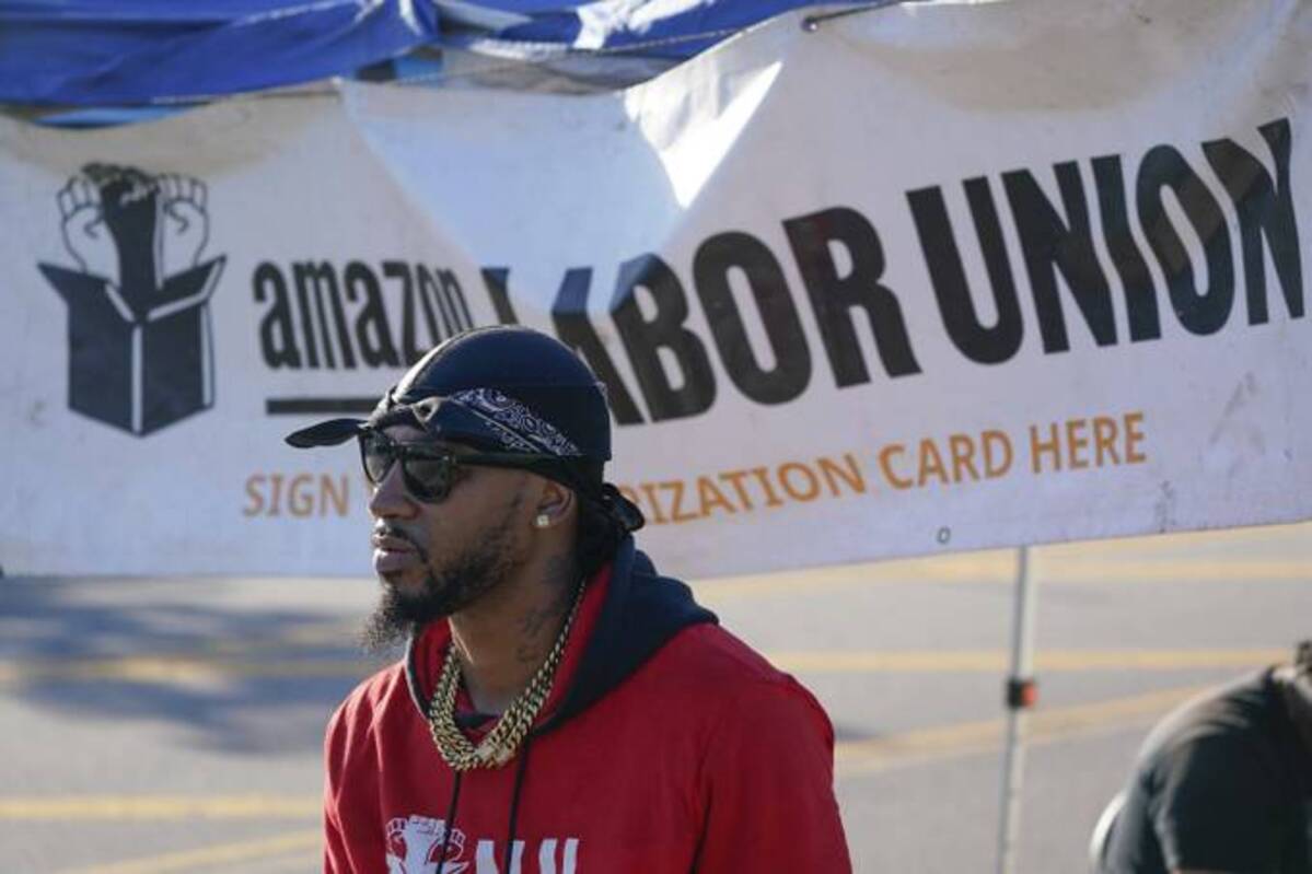 Amazon Labor Union President Chris Smalls said he's confident in the vote. (Seth Wenig/AP)