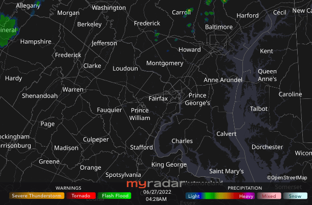 Radar courtesy MyRadar | © OpenStreetMap contributors