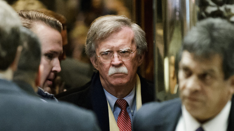 John Bolton stands in the elevator at Trump Tower on Dec. 2. (Justin Lane/Pool via Bloomberg)</p>  
