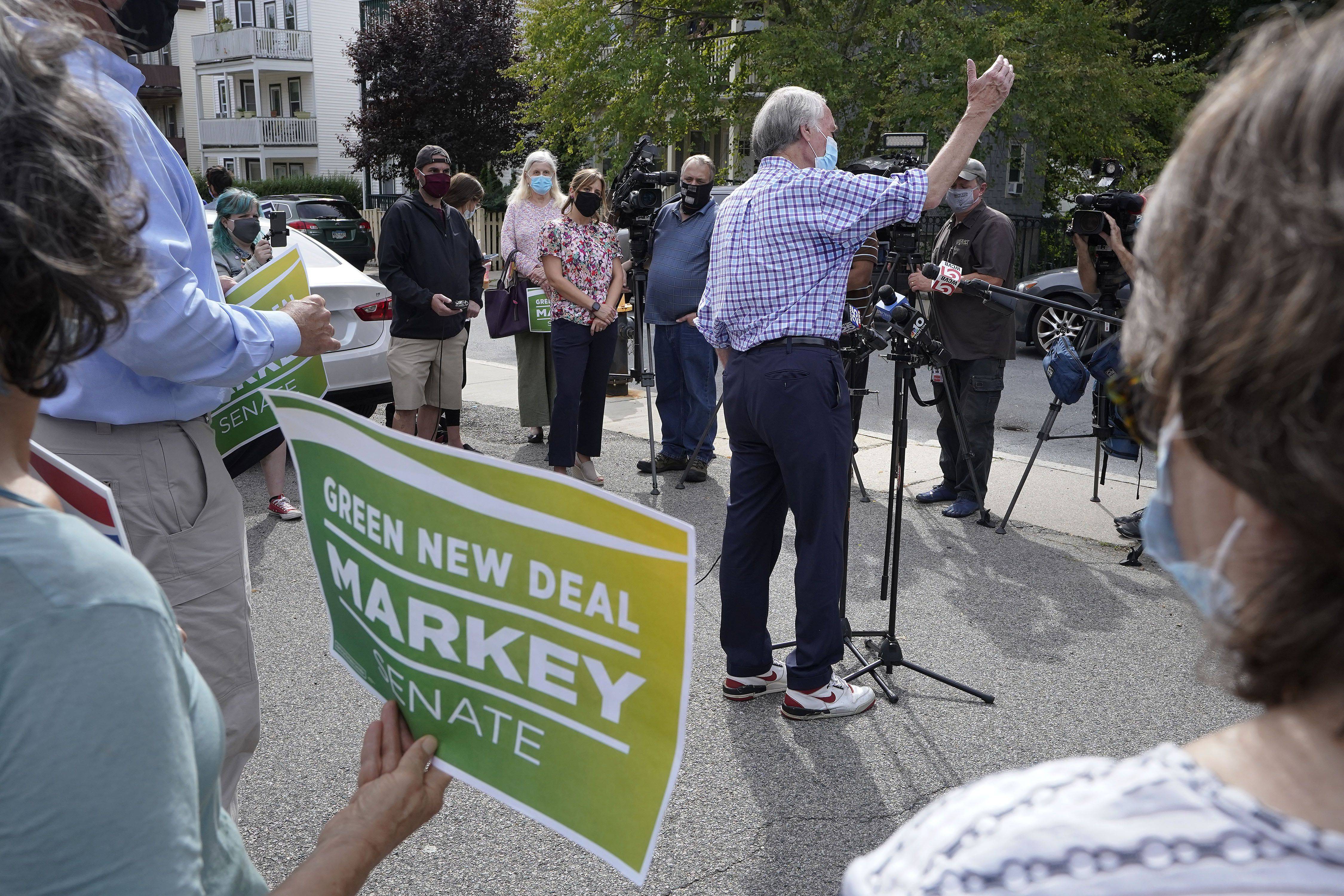 Sen. Edward J. Markey (D-Mass.) speaks to the media in Boston on Tuesday. (Steven Senne/AP)