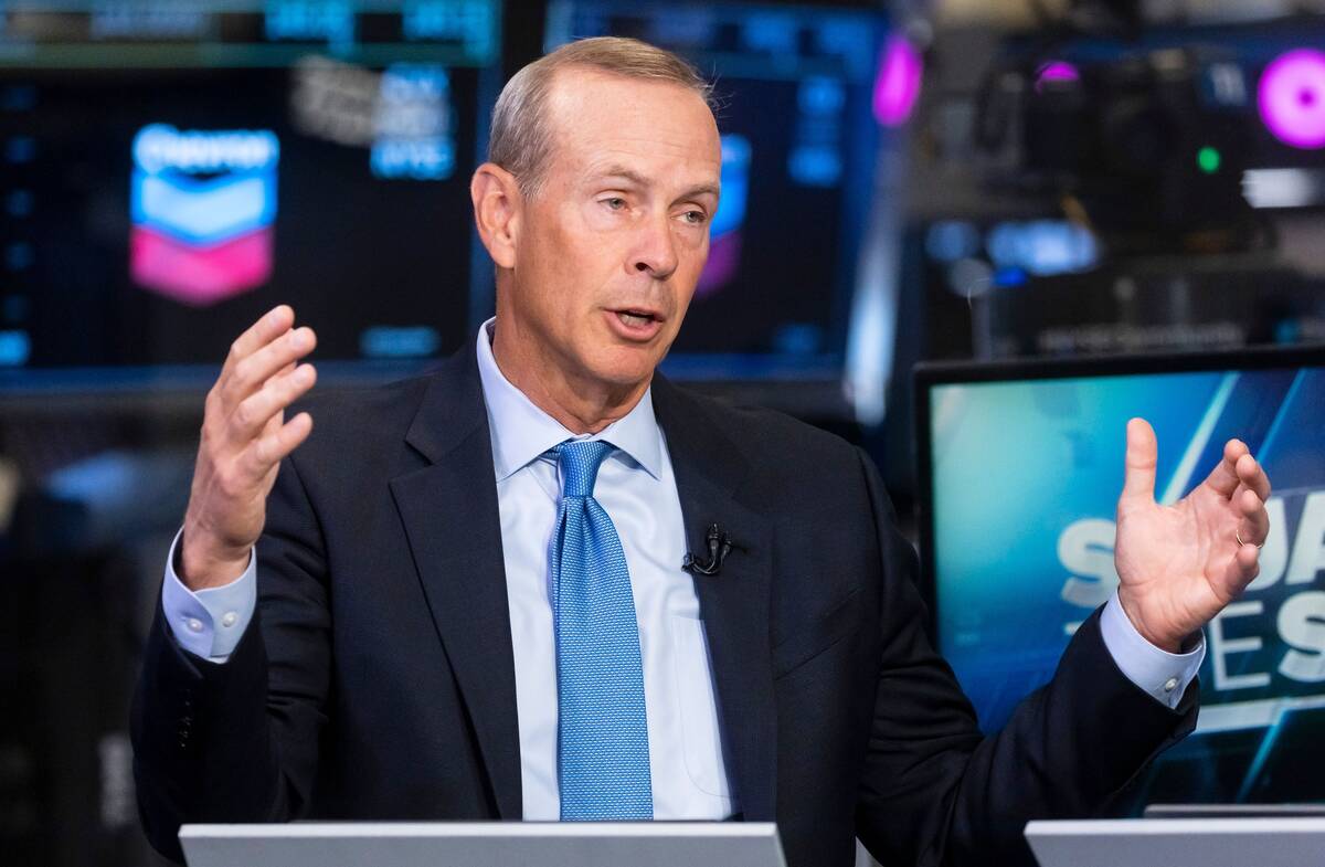 Chevron CEO Michael Wirth is interviewed while visiting the New York Stock Exchange on March 1. (Justin Lane/EPA-EFE/Shutterstock)