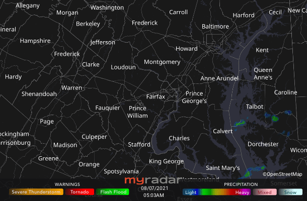 Radar courtesy MyRadar | © OpenStreetMap contributors
