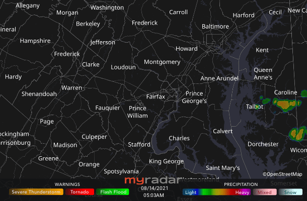 Radar courtesy MyRadar | © OpenStreetMap contributors