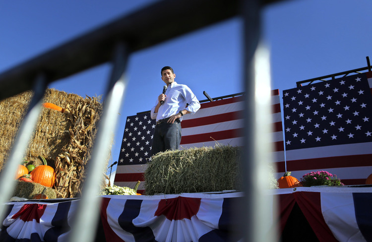 Ryan speaks at the Republican Party of Wisconsin's "Fall Fest" event last October. (Anthony Wahl/The Janesville Gazette via AP)</p>  