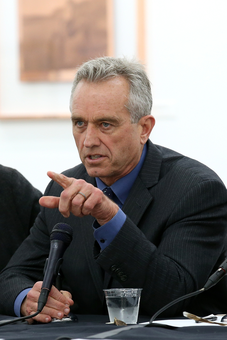 Robert F. Kennedy Jr. speaks in Los Angeles last month. (Phillip Faraone/Getty Images for DEPART Foundation)</p>  