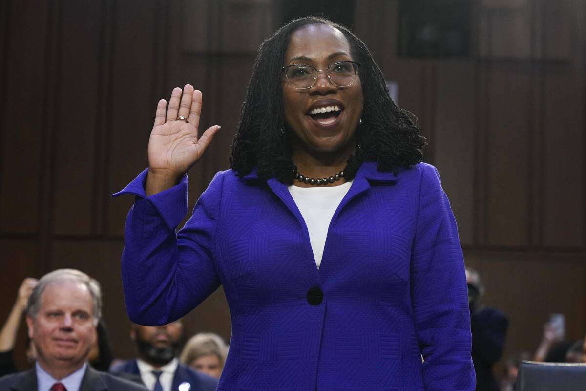 Supreme Court nominee Judge Ketanji Brown Jackson is sworn in for her confirmation hearing before the Senate Judiciary Committee on March 21. (Jacquelyn Martin/AP Photo, File)