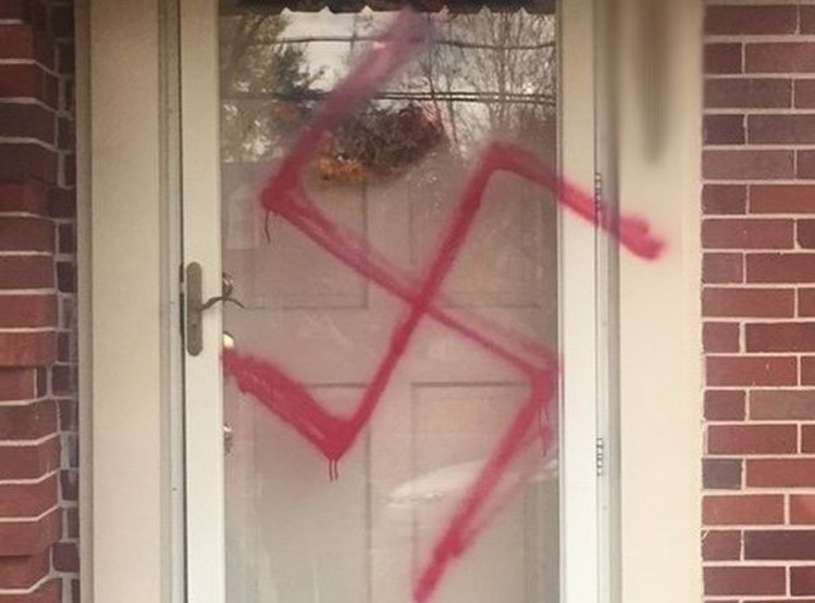Detectives are investigating a vandalism and theft that happened at a Silver Spring home in the 200 block of Williamsburg Drive. It is among numerous incidents of reported hate graffiti throughout Montgomery County, and in the schools, in recent weeks. (Montgomery County Police Department)</p>  
