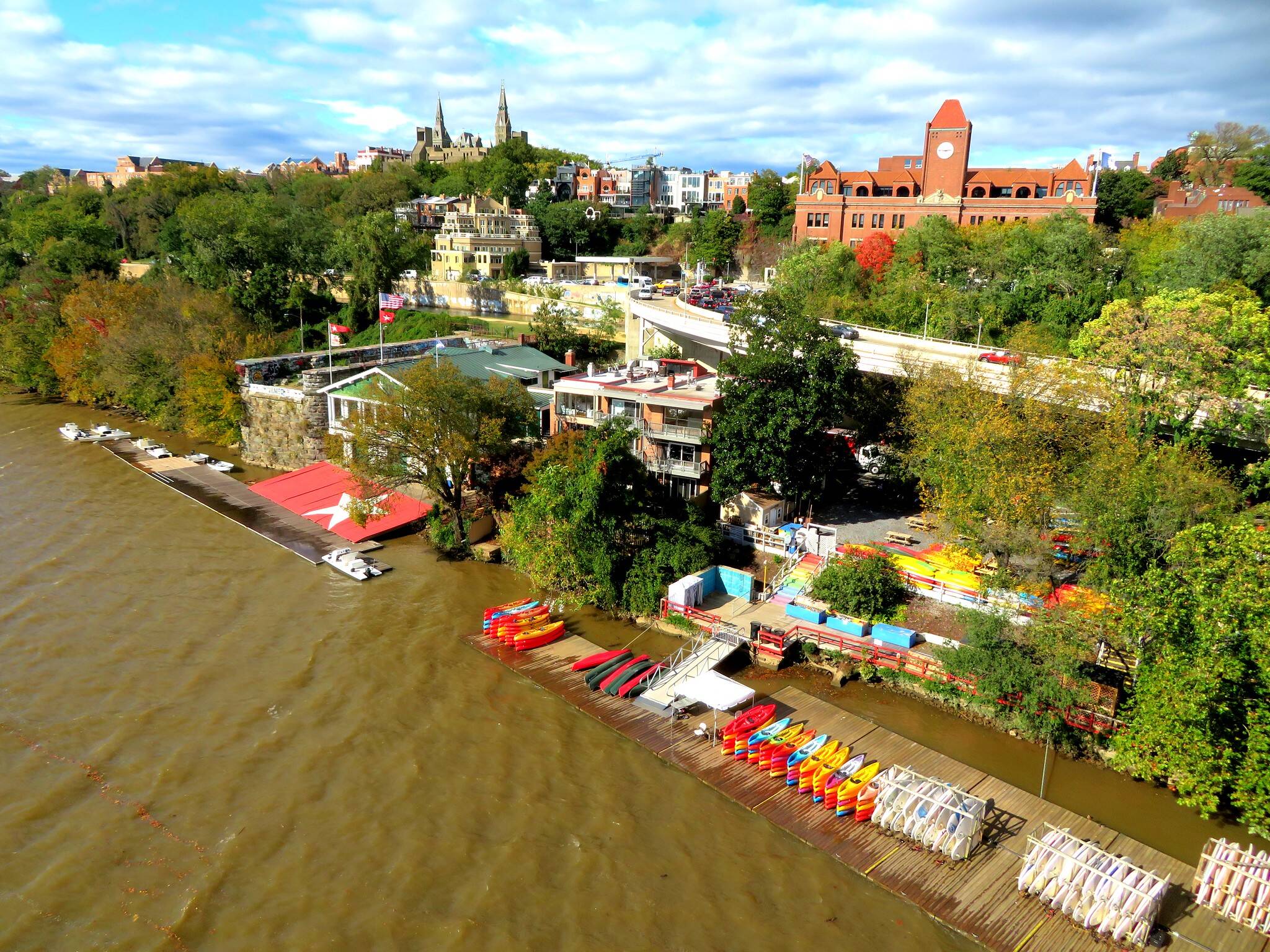 The Potomac River at Georgetown on Tuesday morning after the storm.