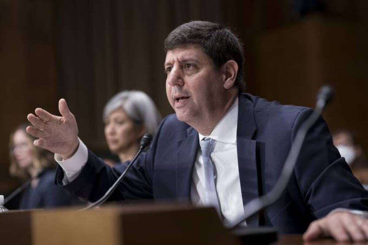 Steven Dettelbach, President Joe Biden's pick to head the Bureau of Alcohol, Tobacco, Firearms, and Explosives, testifies before the Senate Judiciary Committee during his confirmation hearing on Wednesday, May 25, 2022. (AP Photo/J. Scott Applewhite)