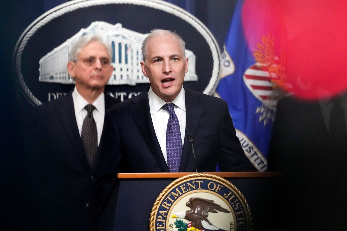 Matthew Olsen, assistant attorney general for the National Security Division, speaks during a news conference at the Justice Department. (Carolyn Kaster/AP)