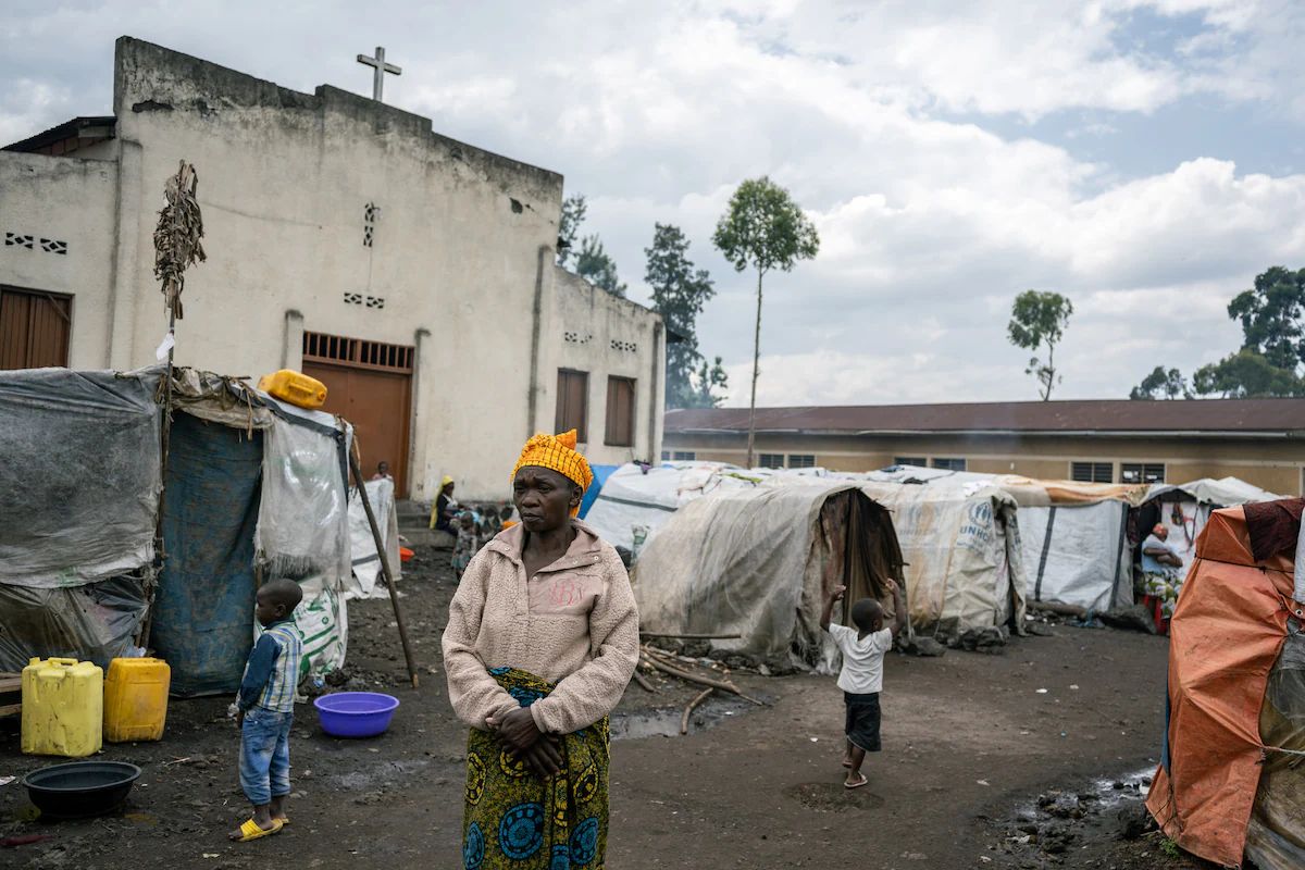 Marie-Claire Nyiraribakare, 53, in a camp in Kanyaruchinya. (Arlette Bashizi for The Washington Post)