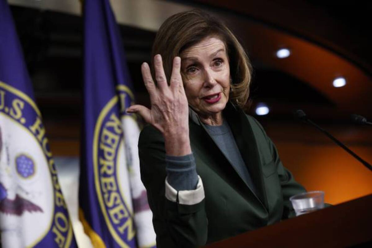 Speaker of the House Nancy Pelosi (D-Calif.) talks to reporters the COMPETES Act, the House version of a Senate-passed China competition bill. (Photo by Chip Somodevilla/Getty Images)