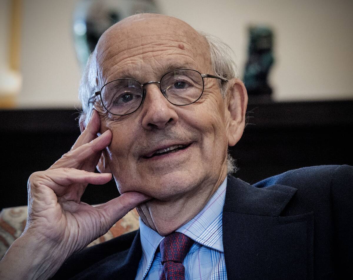 Supreme Court Justice Stephen G. Breyer during an interview in his office in Washington. (Bill O'Leary/The Washington Post)