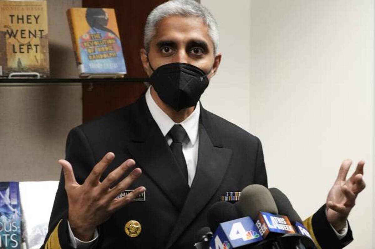 U.S. Surgeon General Vivek H. Murthy on Los Angeles. (AP Photo/Damian Dovarganes)