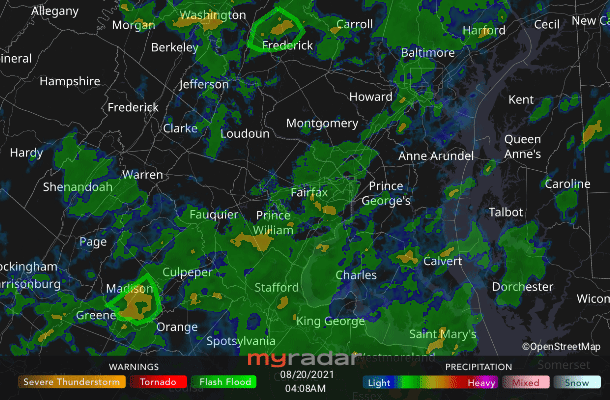 Radar courtesy MyRadar | © OpenStreetMap contributors