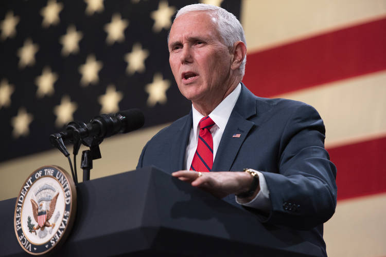 Vice President Pence rallies for Republican candidates in Waterford, Mich., last October. (Tanya Moutzalias/Ann Arbor News-MLive.com/AP)  
