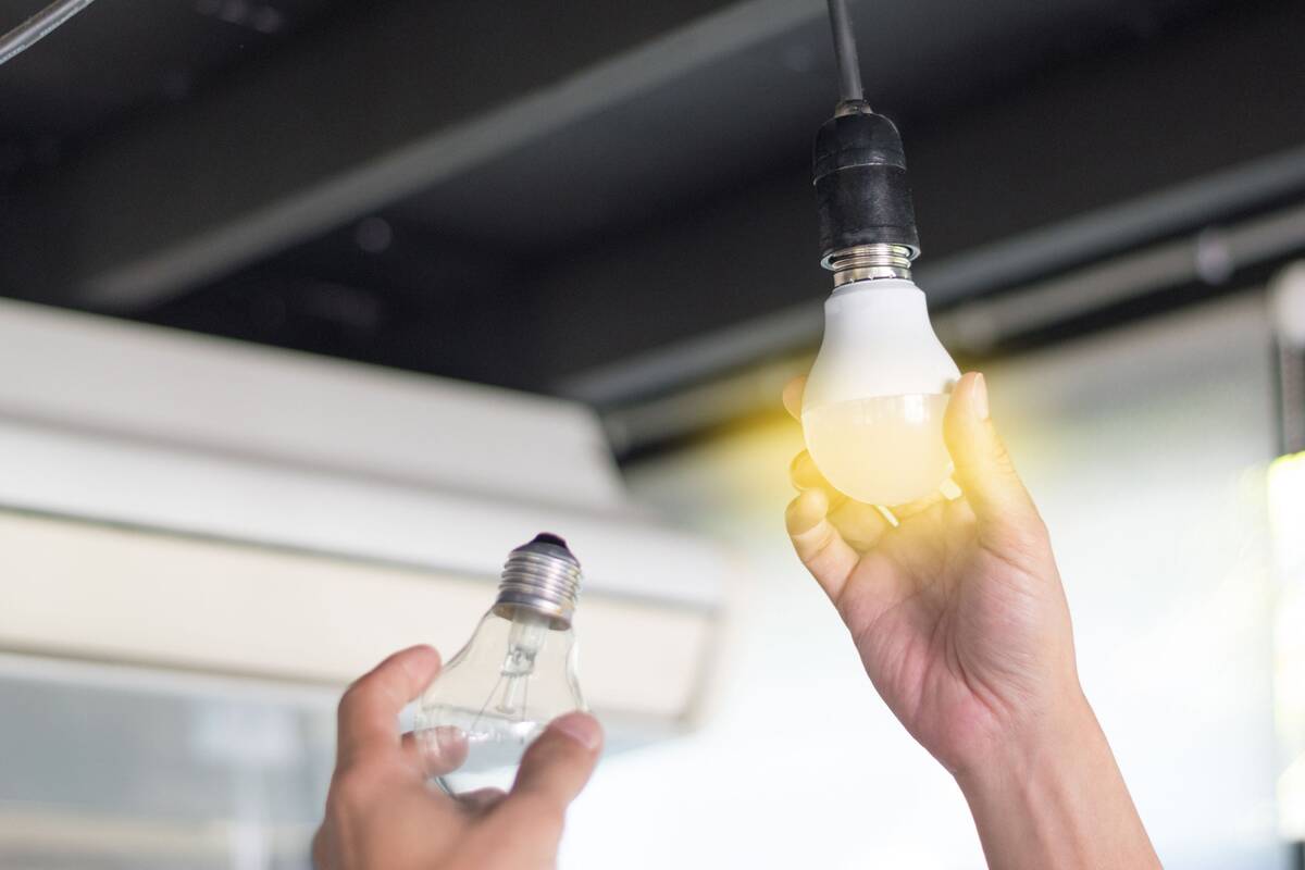 An LED light bulb is installed. (iStock)
