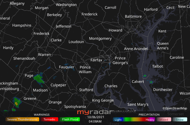 Radar courtesy MyRadar | © OpenStreetMap contributors